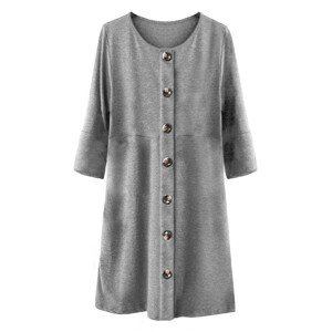 Šedé dámské šaty s knoflíky a nadýchanými rukávy (233ART) šedá ONE SIZE