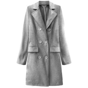 Světle šedý dvouřadový kabát s knoflíky (22791)