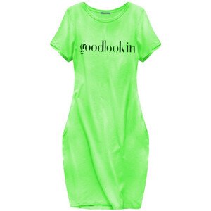 Dámské šaty v limetkové barvě s krátkými rukávy (288ART) zelená ONE SIZE