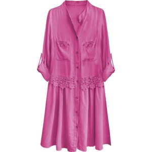 Růžové bavlněné dámské košilové šaty (307ART) růžová ONE SIZE