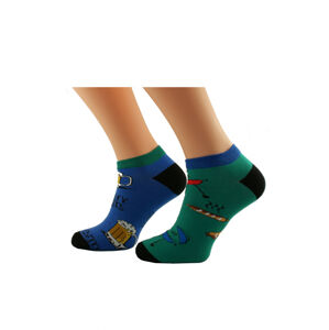 Pánské nepárové kotníkové ponožky Bratex Popsox 4479 fialová-modrá 44-46