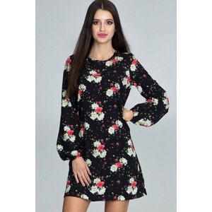 Dámské šaty M596 - Figl černá s květy 40