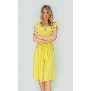 Žluté dámské midi šaty s knoflíky (395ART) žlutá ONE SIZE