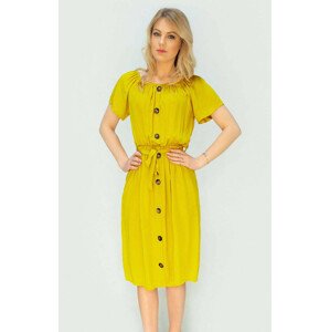 Žluté dámské midi šaty s knoflíky (398ART) žlutá ONE SIZE