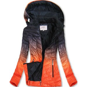 Černo-oranžová bunda ombre s kapucí (W615) oranžová S (36)