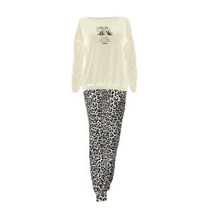 Stylové dámské pyžamo 11919 - Vamp krémová-potisk XL