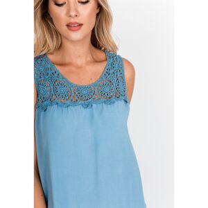 Dámské šaty s plastickou výšivkou 90858 - New Collection modrá uni