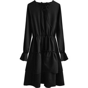 Černé dámské šaty se zavazováním ve výstřihu (511ART) černá ONE SIZE