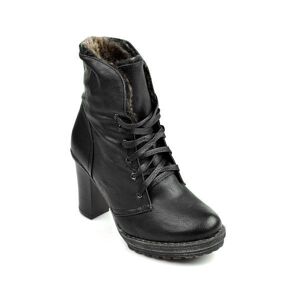 Skvělé černé kotníčkové boty s chundelatým kožíškem 41
