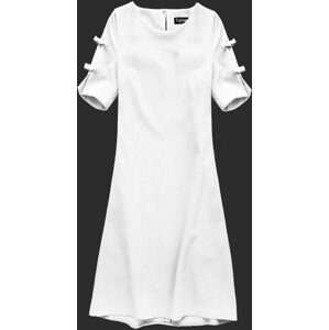 Jednoduché šaty ve smetanové barvě s mašličkami (87/2ART) bílá XL (42)