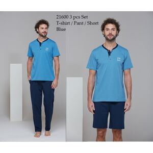 Pánské trojdílné pyžamo 21600 modrá M