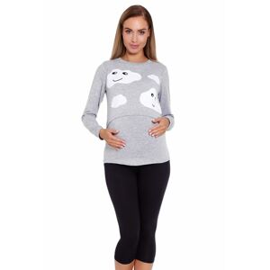 Kojící a těhotenské pyžamo Melany šedé s obláčky  S/M