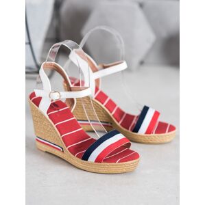 Designové dámské vícebarevné  sandály na klínku 37