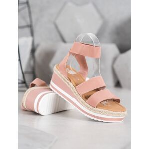 Trendy dámské růžové  sandály na klínku 37