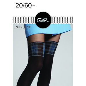 Vzorované punčochové kalhoty GIRL-UP, 37 černá/modrá 2-S