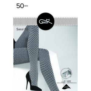 Dámské vzorované punčochové kalhoty SASSI - 05 bílá/černá 3-M