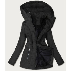 Černá prošívaná dámská bunda s kapucí (B9535) černá 46