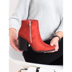 Designové dámské oranžové  kotníčkové boty na širokém podpatku 36
