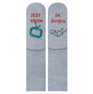 Pánské froté ponožky se životními instrukcemi Soxo Sváteční, Vánoční žíhaná šedá 40-45