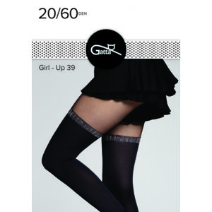 Vzorované punčochové kalhoty GIRL-UP - 39 černá/stříbrná 2-S