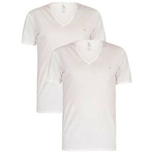 2PACK pánské tričko CK ONE V neck bílé (NB2408A-100) L