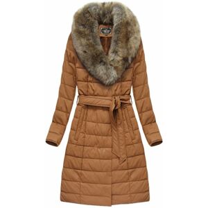 Dámský zimní kabát s kožíškem 5528 BIG - LIBLAND hnědá 5XL