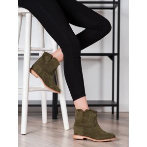 Pohodlné dámské  kotníčkové boty zelené na klínku 39