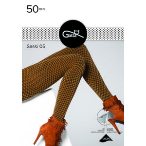 Dámské vzorované punčochové kalhoty SASSI - 05 H medová/černá 2-S