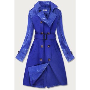 Světle modrý tenký kabát z různých spojených materiálů (YR2027) odcienie niebieskiego XL (42)