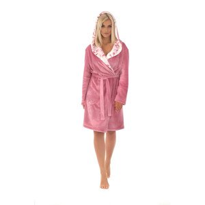 FLORA župan s kapucí pudrová S 3/4 župan s kapucí růžová 3352 flannel fleece - polyester