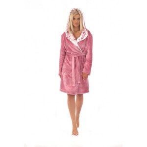 FLORA župan s kapucí pudrová XL 3/4 župan s kapucí růžová 3352 flannel fleece - polyester