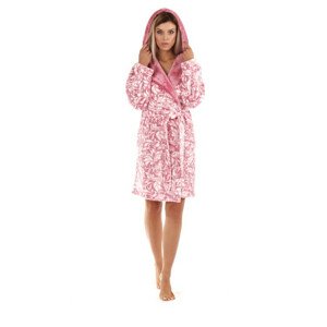 FLORA župan s kapucí 3956 - Vestis S 3/4 župan s kapucí 3303 listy bílá antique pink flannel fleece - polyester