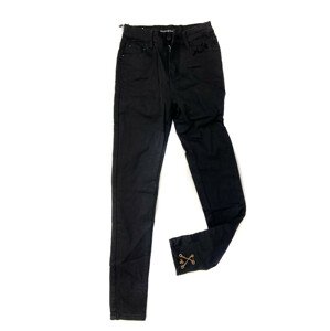 Černé džínové kalhoty typu high waist s řetízky na nohavicích 1300 - Zoio XS černá