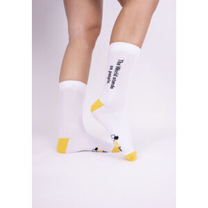 Pánské ponožky BeSox One 8436 - GoldBee bílo-žlutá 41-46