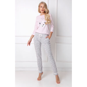 Dámské pyžamo Therry Long - Aruelle růžová - šedá XL