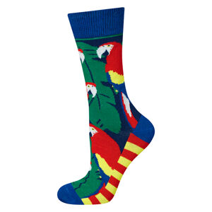 Dámské ponožky SOXO GOOD STUFF - Papoušci, tropik modrá 35–40