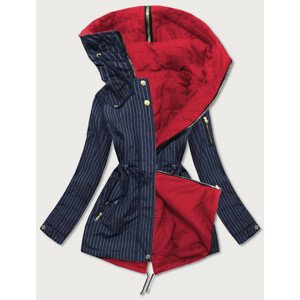 Oboustranná pruhovaná tmavě modro-červená bunda s kapucí (W659BIG) červená 50
