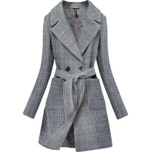 Klasický šedý károvaný kabát (X2701-2X) šedá L (40)