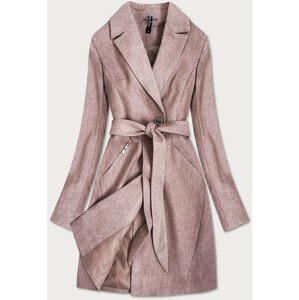 Dámský kabát ve starorůžové barvě s drobným károvaným vzorem (2706) růžový XXL (44)