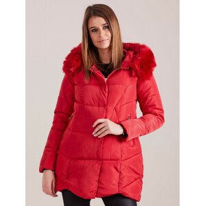 Červená zimní bunda s kapucí S