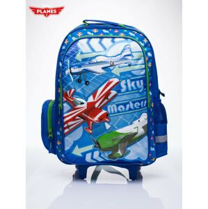 Modrý školní batoh na kolečkách, kufr s tématem Letadlo ONE SIZE