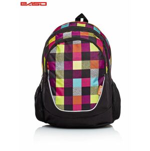 Černý školní batoh s barevným kostkovaným vzorem ONE SIZE