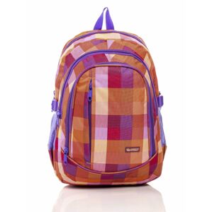 Oranžový školní batoh s barevným kostkovaným vzorem ONE SIZE