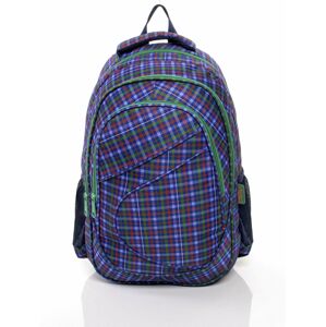 Modrý školní batoh s károvaným vzorem jedna velikost