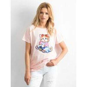 Volné světle růžové dámské tričko XL