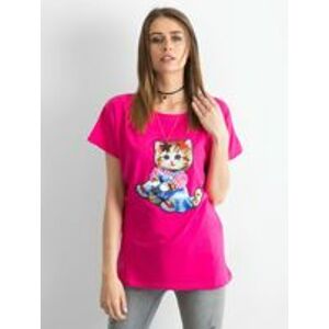 Volné tmavě růžové dámské tričko XL