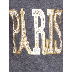 Bavlněná dívčí tmavě šedá halenka PARIS s nápisem 122-128