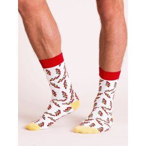 Pánské žluté a červené vzorované ponožky 40-45