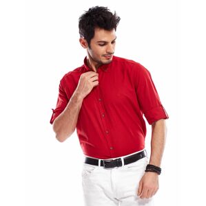 Červené pánské tričko s vyhrnutými rukávy S