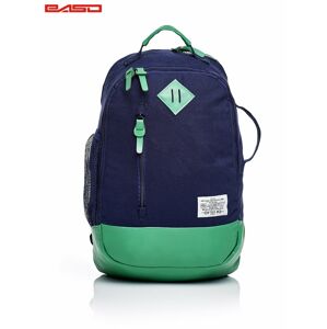Námořnický a zelený školní batoh s koženou vložkou ONE SIZE